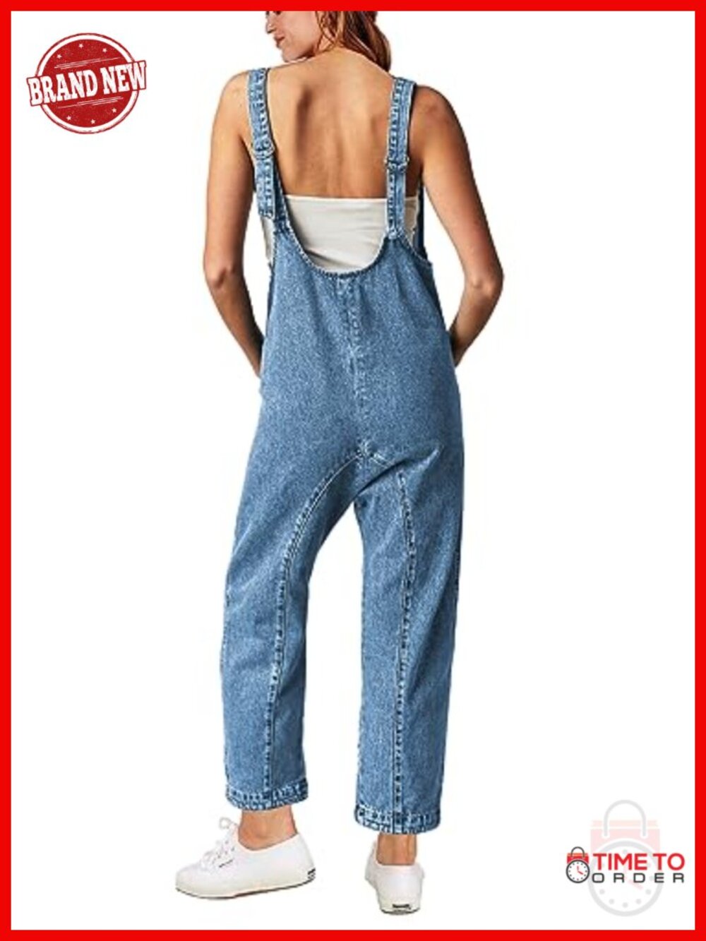 Denim Jumpsuit Women Sleeveless Loose Baggy Overalls Cropped Ankle Harem